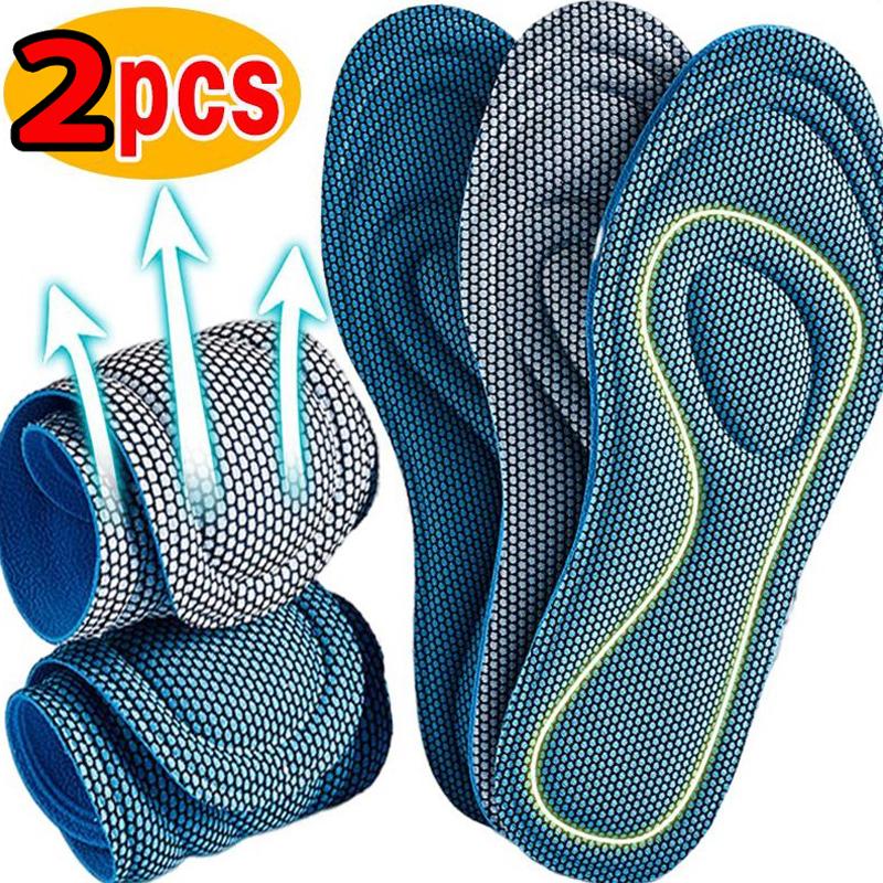 3D нано-пена с эффектом памяти, ортопедические стельки для обуви, антибактериальные дезодорирующие вставки, впитывающие пот, спортивная обувь, подушечки для бега