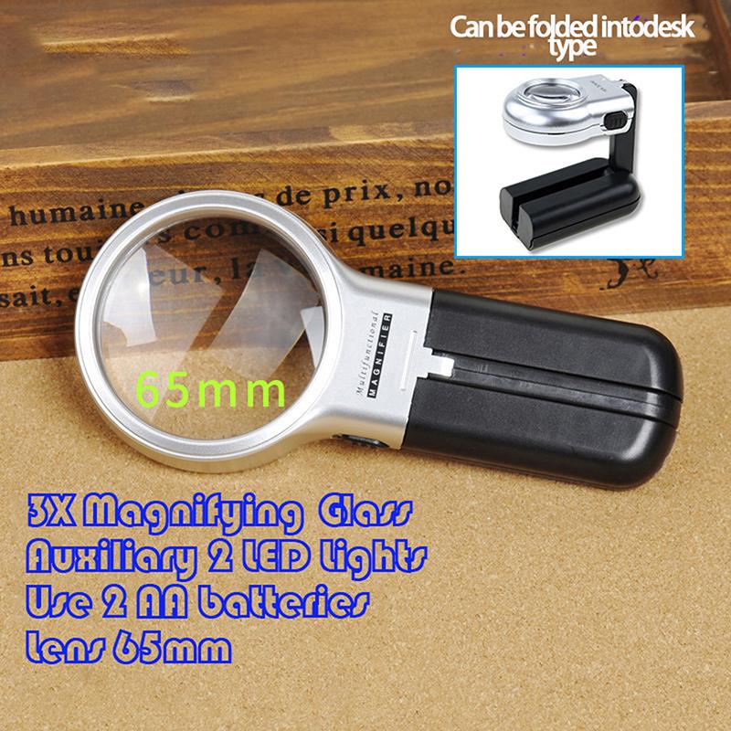 WCIC Новый многофункциональный портативный настольный компьютер 3 в 1, складное 3-кратное увеличительное стекло с 2 светодиодными HD-объективами