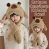 Movable Ears Kids Ear Protection Hat Funny Kids Winter Warm Hat Cute Capybara Hooded Scarf  Outdoor