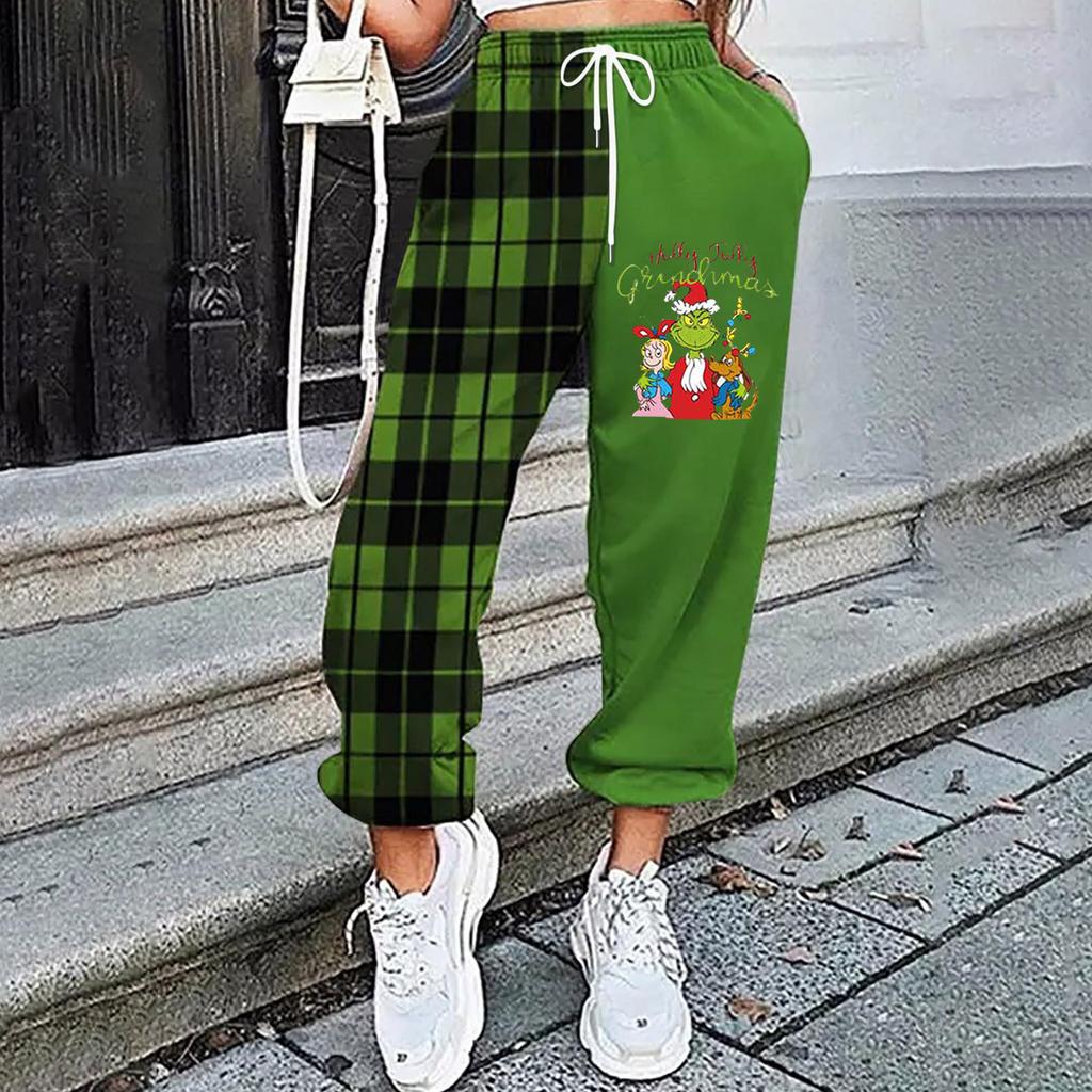Women's Casual Fashion Christmas Printed Casual Sweatpants Elastic Waist Drawstring Pants