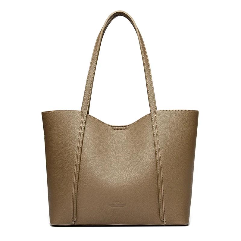 Женская высококачественная кожаная сумка через плечо, сумка-тоут с фирменной надписью, большая сумка