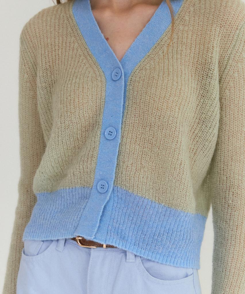Lei Avery Anti-Pilling Mohair V-Neck Cardigan (Gray)