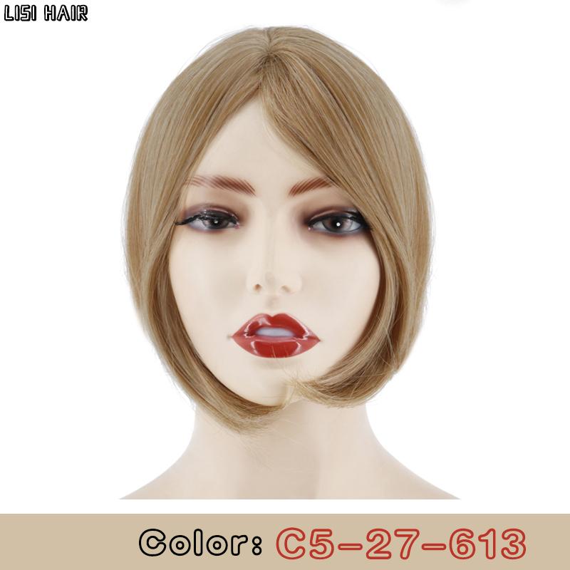 MISS WIG Синтетический короткий прямой парик-топпер на заколке для наращивания волос, натуральный пушистый топ, искусственная часть волос с челкой