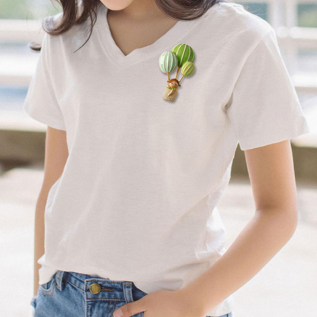 Cartoon Hot Air Balloon Brooch With Little Girl Lightweight Alloy Pin Decorative Accessories For Jackets Bags Hats