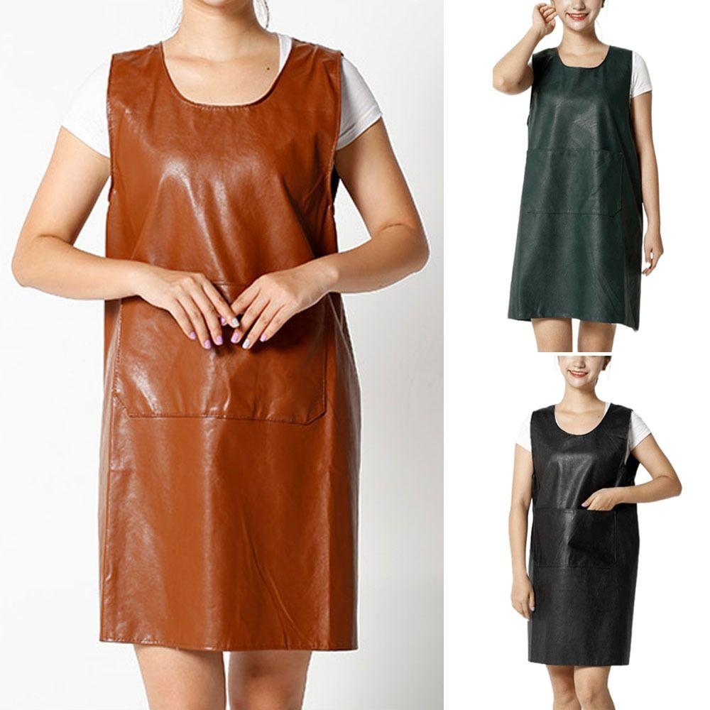 Фартук шеф-повара из искусственной кожи, дизайн жилета, взрослый нагрудник, бытовая уборка, рабочая блуза, для кухни, для готовки