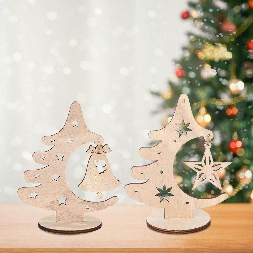 DIY Xmas Tree Ornaments Wooden Merry Christmas Decor Home Desktop Decor