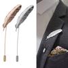New Retro Style Feather Shawl Pin Lapel Pin Men 'S Suits Leaf Brooches Wedding Party Corsage Collar Boutonniere Stick Suit Brooch