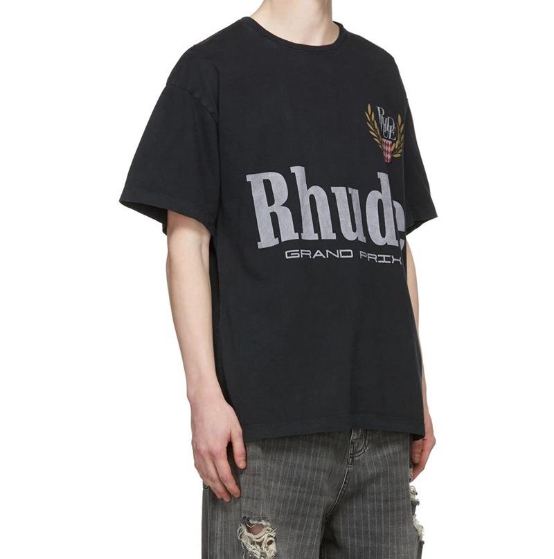 23SS cross-border trendy brand RHUDE micro-label letter printing short-sleeved T-shirt for men and women American high street loose couple