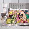 Crayon Shin chan Knitted Blanket Cartoon Flannel Throw Blankets Summer Air Conditioning Personalised Soft Warm Bedspread