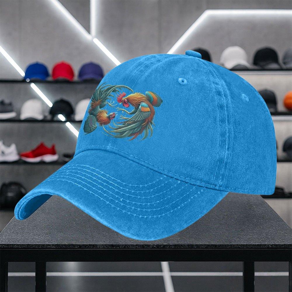 Rooster Fight Print Baseball Cap Unisex Stylish Trendy Casual Hat