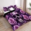 Purple Rose Skull Pattern 3D Print Duvet Cover Fashion Halloween Gothic Style Bedding Set With Pillowcase Polyester Quilt Cover
