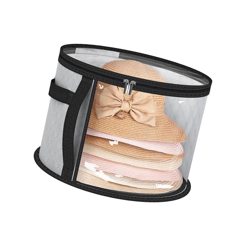 Hat Storage Bag for Efficient Organization Convenient Foldable Round Brim Caps Organizer with Handle and Clear Window