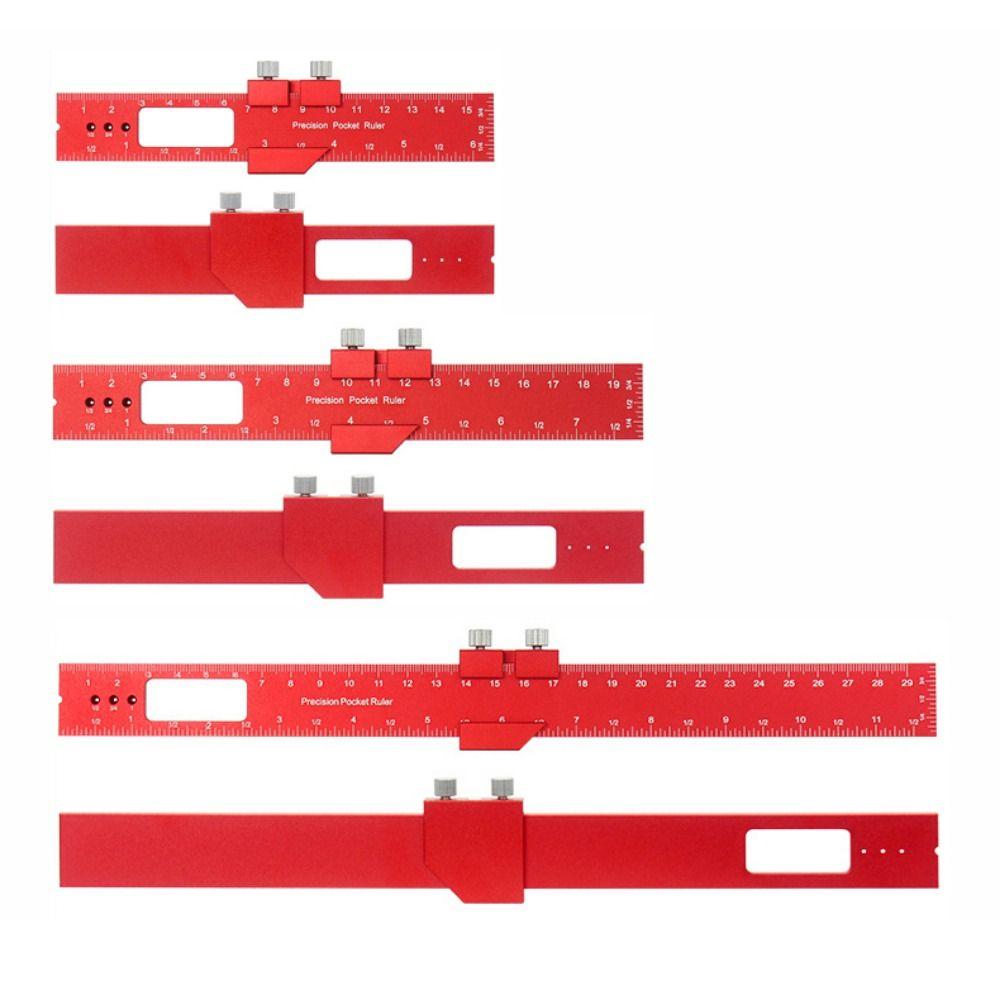 Aluminum Alloy Carpentry Marking Ruler High-Precision With Slide Stop Positioning Gauge Ruler Versatile Hole Punching Ruler