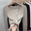 Elegant Womens Knitted Top With Solid Color Design For Plus Size Fall Winter Wear