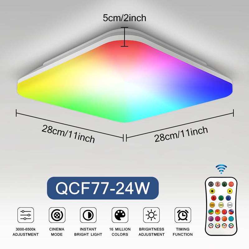 Умные светодиодные потолочные светильники RGB с функцией таймера дистанционного управления, панельные лампы с регулируемой яркостью, внутренние светильники для домашнего освещения