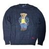 Polo Bear Print Crew Neck Long Sleeve Knit Sweater Men Sweater Navy-Blue MNPOSWE16810094-B82