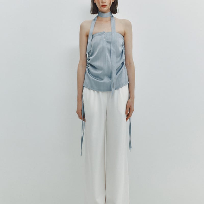 MEENDERI SATIN LOGO SCARF - SKY BLUE