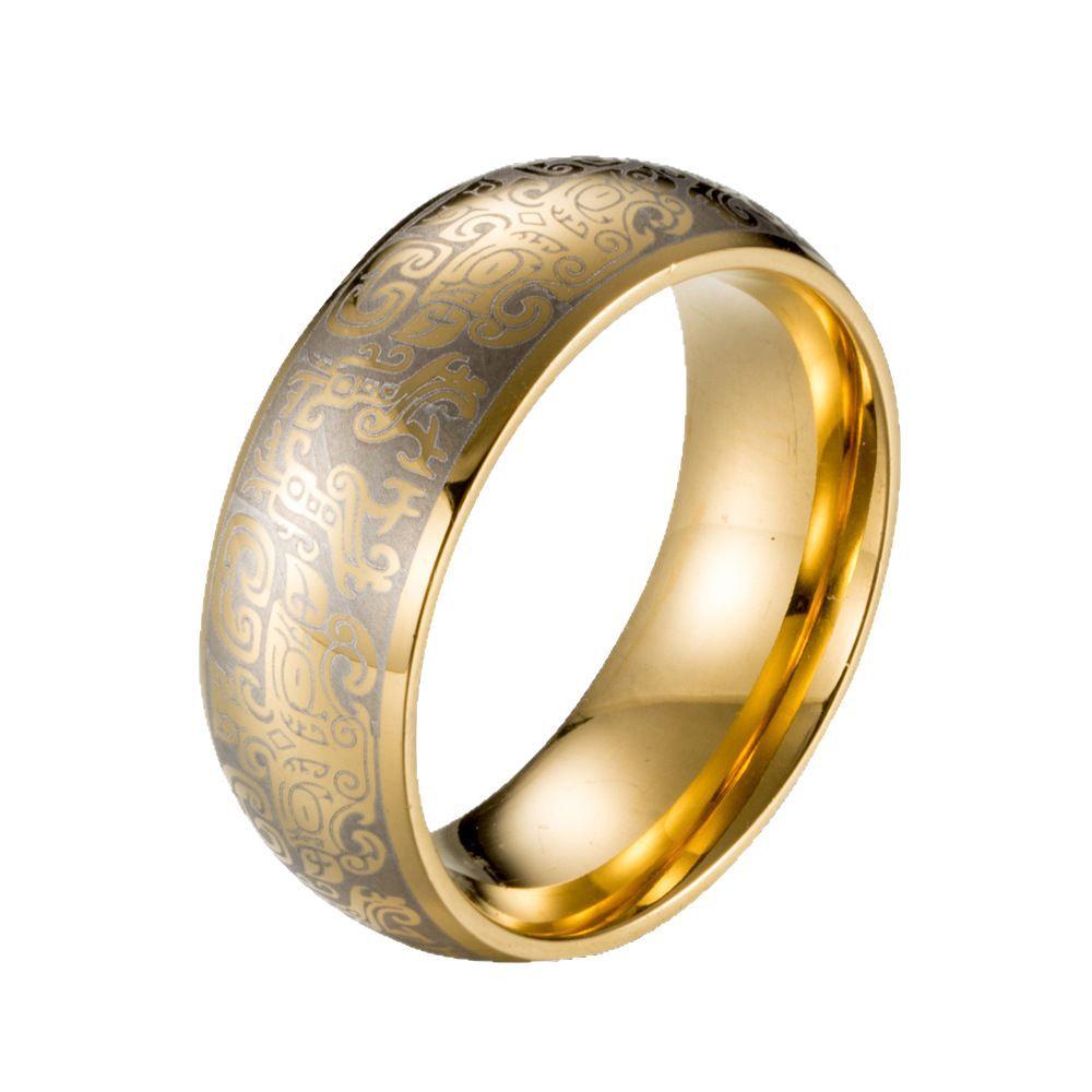 Chinese Style Radium Carving Gluttonous Pattern Retro Roe Deer Owl Men's Trendy Ring