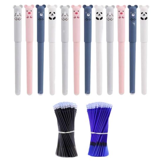 Erasable Gel Pens Fine Point 0.5mm Cartoon Design Rollerball Gel Ink Pens for Adult Kids Writing Calligraphy Note Taking