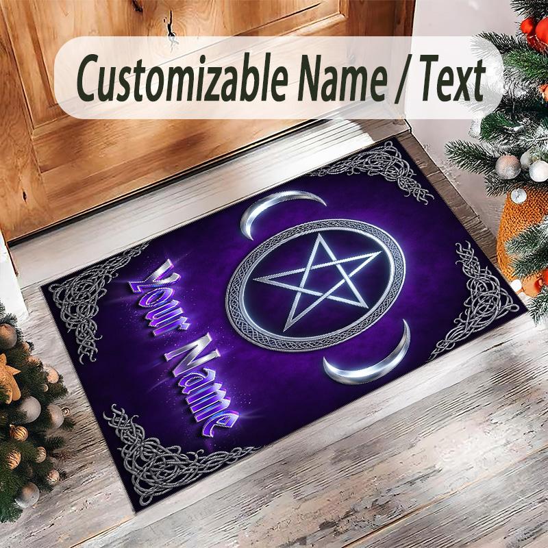 Witchcraft Theme Crystal Velvet Rug Personalized Custom Name Text Soft Floor Mat Home Decor