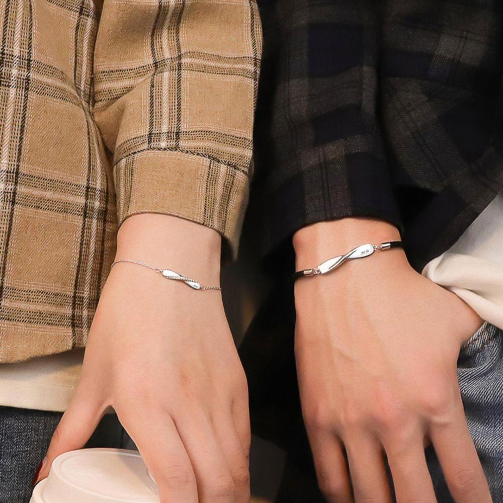 Forever Love Men Weaving Rope Wave Hand Rope Mobius Ring Couples Bracelets Friend Bracelet