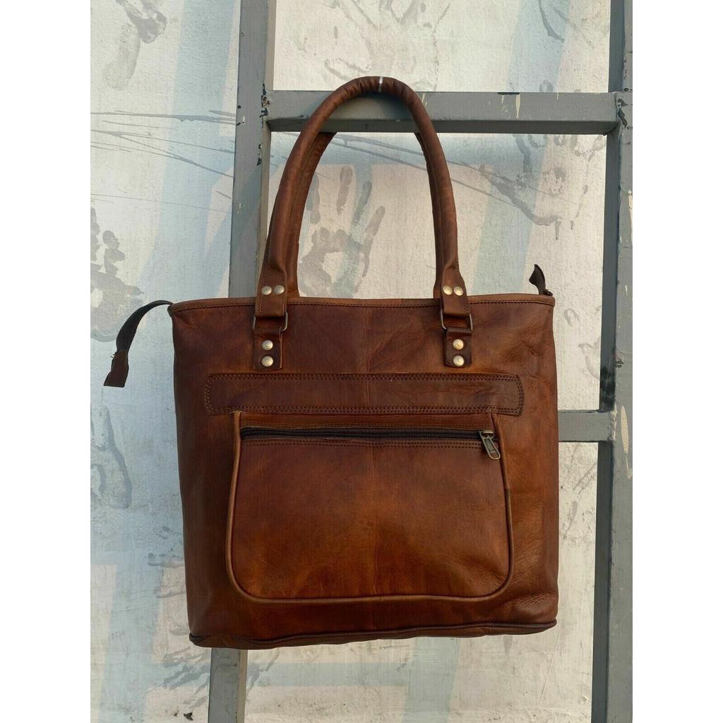 New Women's Genuine Vintage Leather Shoulder Bag Brown Shopping Hand Purse Tote