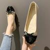 Single Shoes Women's Spring and Autumn Square Toe Pedal Korean Fashion Shallow Bow Retro Women's Shoes