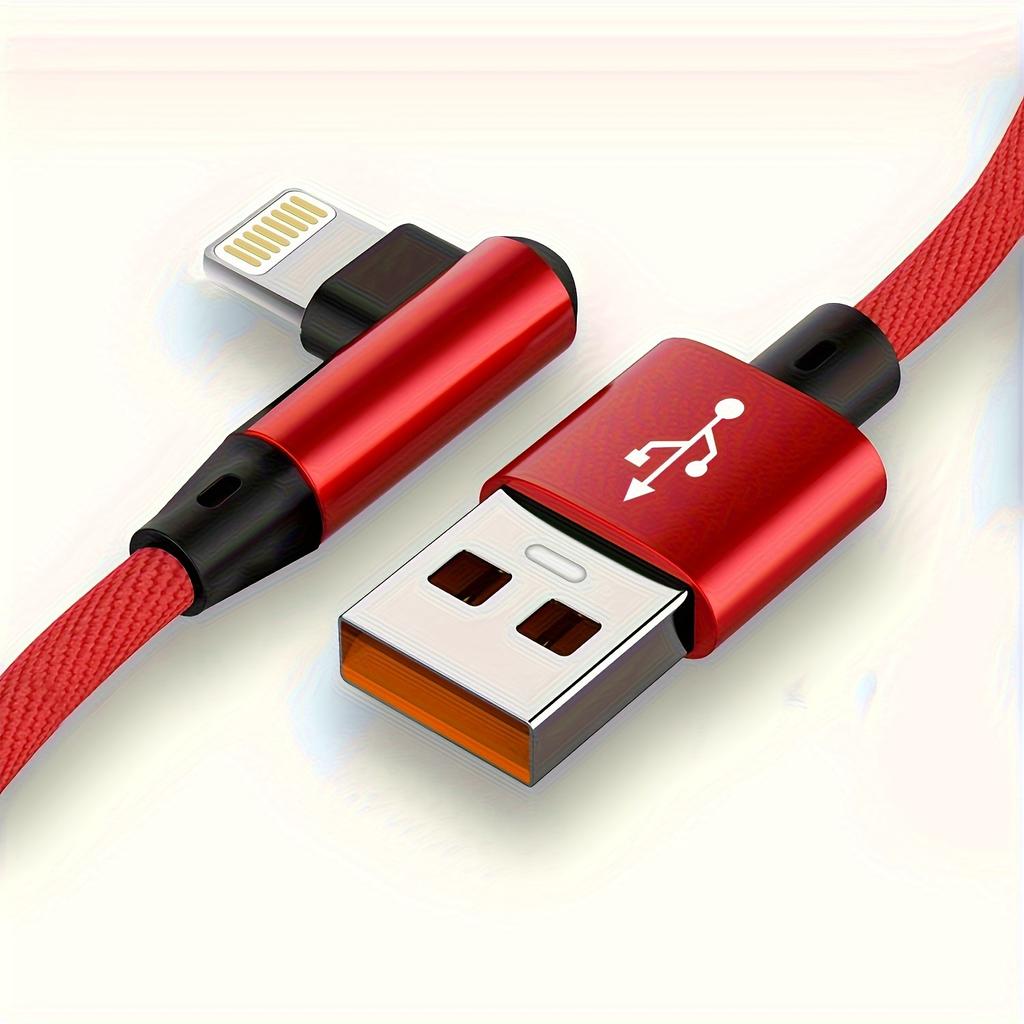 Цифровые кабели USB-кабель для быстрой зарядки под углом 90 градусов для iPhone, iPad и других устройств — совместим с iPhone 14/13/12/11/X/8/7/7Plus/6/6S/5