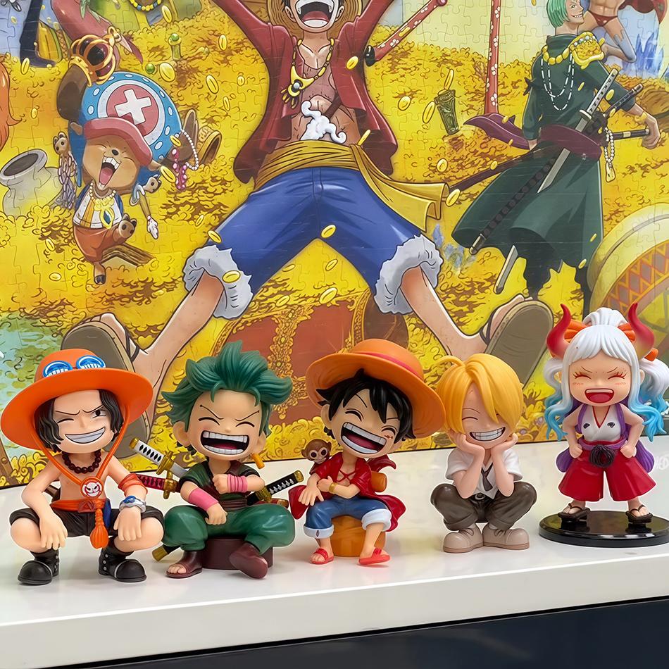 Серия Аниме-Мерчандайза One Piece Луффи Зоро Санджи Q-Версия Сидячая Поза Детская Модель Фигурка Игрушка Подарок Коллекционные Предметы
