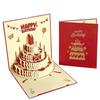 Four-Layer Cake Pop-Up Greeting Card Folding Invitation Card 3D Happy Birthday Card  Kids Gift