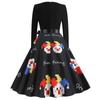 Women's Fashion Print Long Sleeve V-Neck Casual Halloween Hem Dress