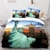 Luxury New 3D Print Statue of Liberty Duvet Cover King Microfiber World Famous Building Bedding Set New York Landmark Cityscape