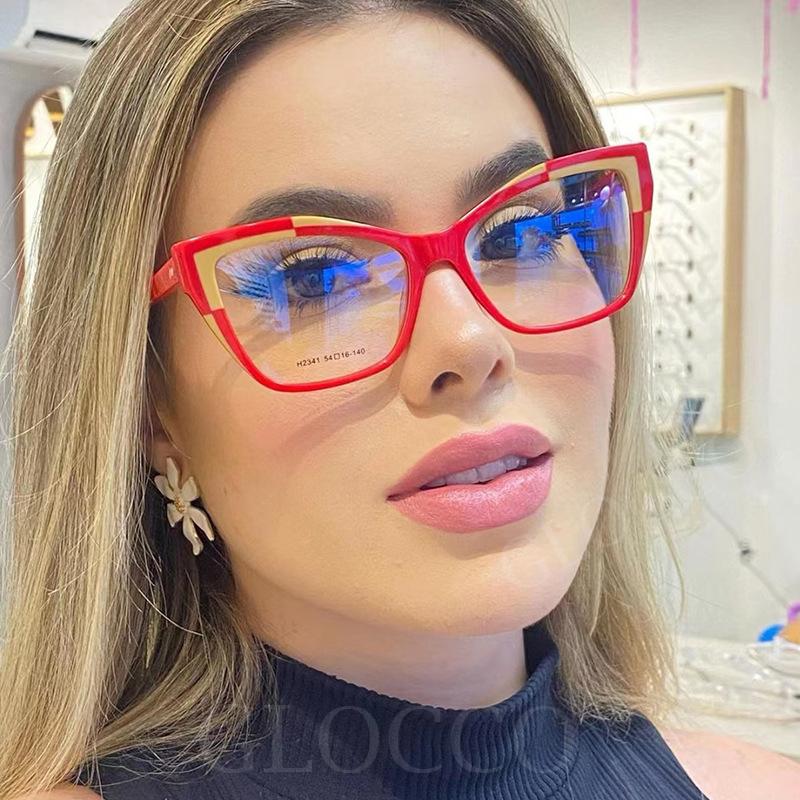 Optical Spectacle Eyeglasses Frames For Women Anti Blue Light Blocking Glasses Brand Designer Cat Eye Fashion Reading Glasses