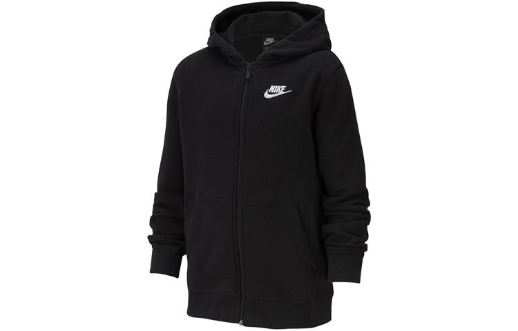 Nike Толстовка Повседневная С флисовой подкладкой Молнии Открытый воротник С капюшоном Черный Детская BV3699-010