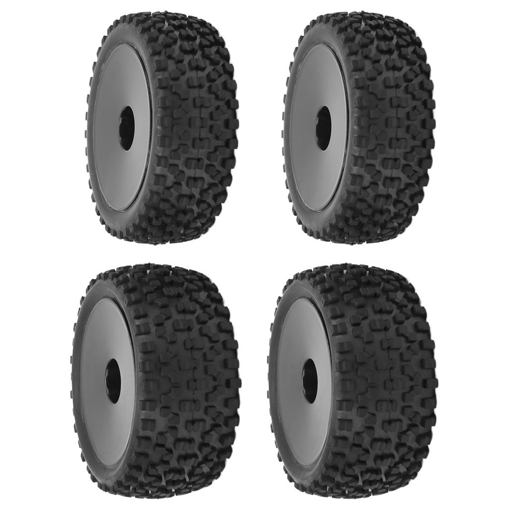 4pcs RC Front Rear Tires and Wheels with 12mm Hex for 1/10 RC Off Road Car Upgrade PartsBlack