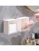 2PCS non perforated wall mounted flip storage box, transparent flip storage box, cotton swab, makeup pad, hair clip storage