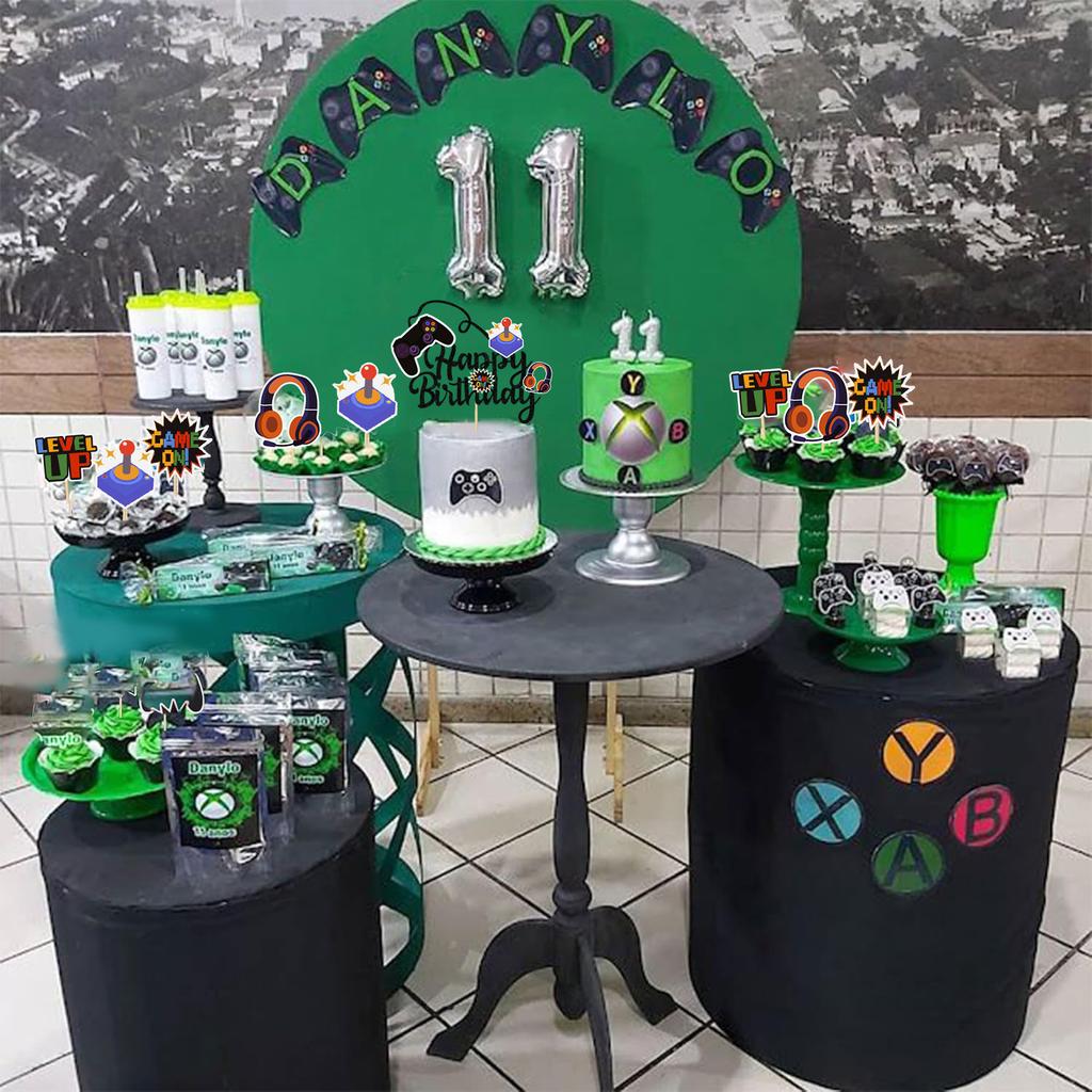 Видеоигры Торт Топперы Видеоигры С Днем Рождения Контроллер Гарнитура Украшения Торта Шар Украшения Торта