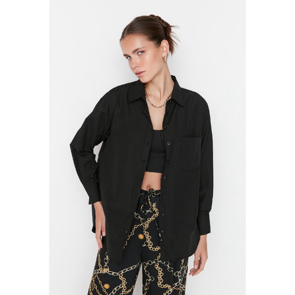 Белая рубашка-бойфренд с одним карманом/широкая хлопковая рубашка Twoaw20go0115