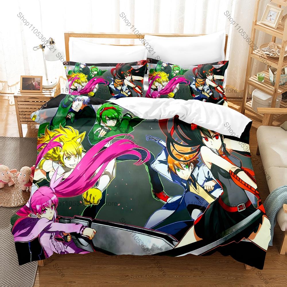 Akame Ga Kill! Kpop Bedding Set 3 Piece Duvet Cover Set 3D Printed Quilt Cover Pillowcase Soft Bed Set for Kid Adults Fans Gift