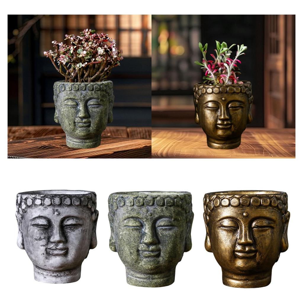 Кашпо в виде головы Будды Контейнер для растений и цветов Подарок на новоселье Коллекционный Будда