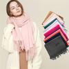 Fashion Tassels Women Scarf Shawls And Wraps Lady Designer Solid Female Hijab Stoles Long Pashmina Foulard Head Scarves