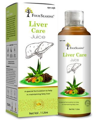 Сок Four Seasons Pure Ayurvedic для детоксикации и ухода за печенью – Натуральный тоник для поддержки при жировой дистрофии печени с Бхуми Амла, Калмег и Пунарнава – 100% Травяной и Сахар