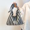 Canvas Bag Women's Large-capacity New Summer Leisure Shoulder Shopping Bag Striped Class Tote Bag