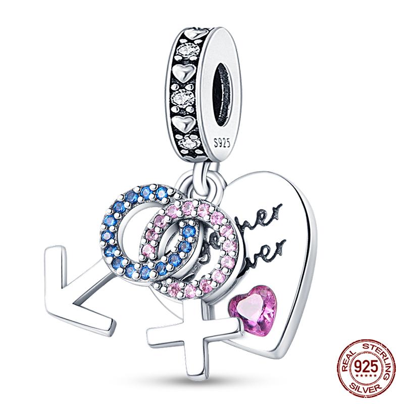 Настоящая медь Розовая серия Шармы-бусины в форме сердца Подходят для оригинальных браслетов Qikaola Сделай сам Украшения на День матери Подарок для мамы