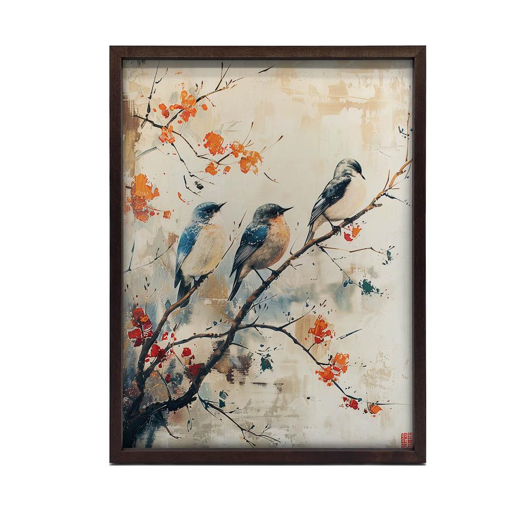 Gałązka Pełna Życia Gałązka Pełna Życia, 40X50 Cm, Rama Aluminiowa Złota, Papier Matowy 230 Gsm