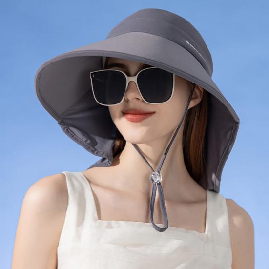 Женская широкополая солнцезащитная шляпа, сворачиваемая, с защитой от ультрафиолета, с клапаном на шее, с UPF 50+, рыболовная шляпа с отверстием для хвоста для походов на пляж