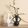 Simple Art Cutout Ceramic Black Vase Living Room Dining Table Decoration Creative Amphora Special-shaped Vase Flower Home Decor