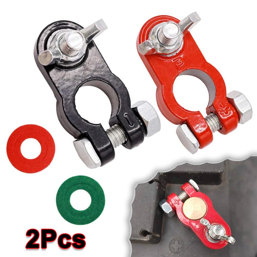 2Pcs Car Battery Cable Terminal Clip Clamps Connectors Negative and Positive Corrosion Resistance Applicated In Car Van More