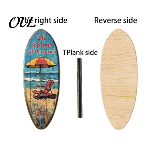 Seaside Room Decoration 1/3Pcs Surfboard Plaque Decoration, Solid Wood Vintage Coastal Wall Sign, Rustic Retro Style Art Ornament for Indoor