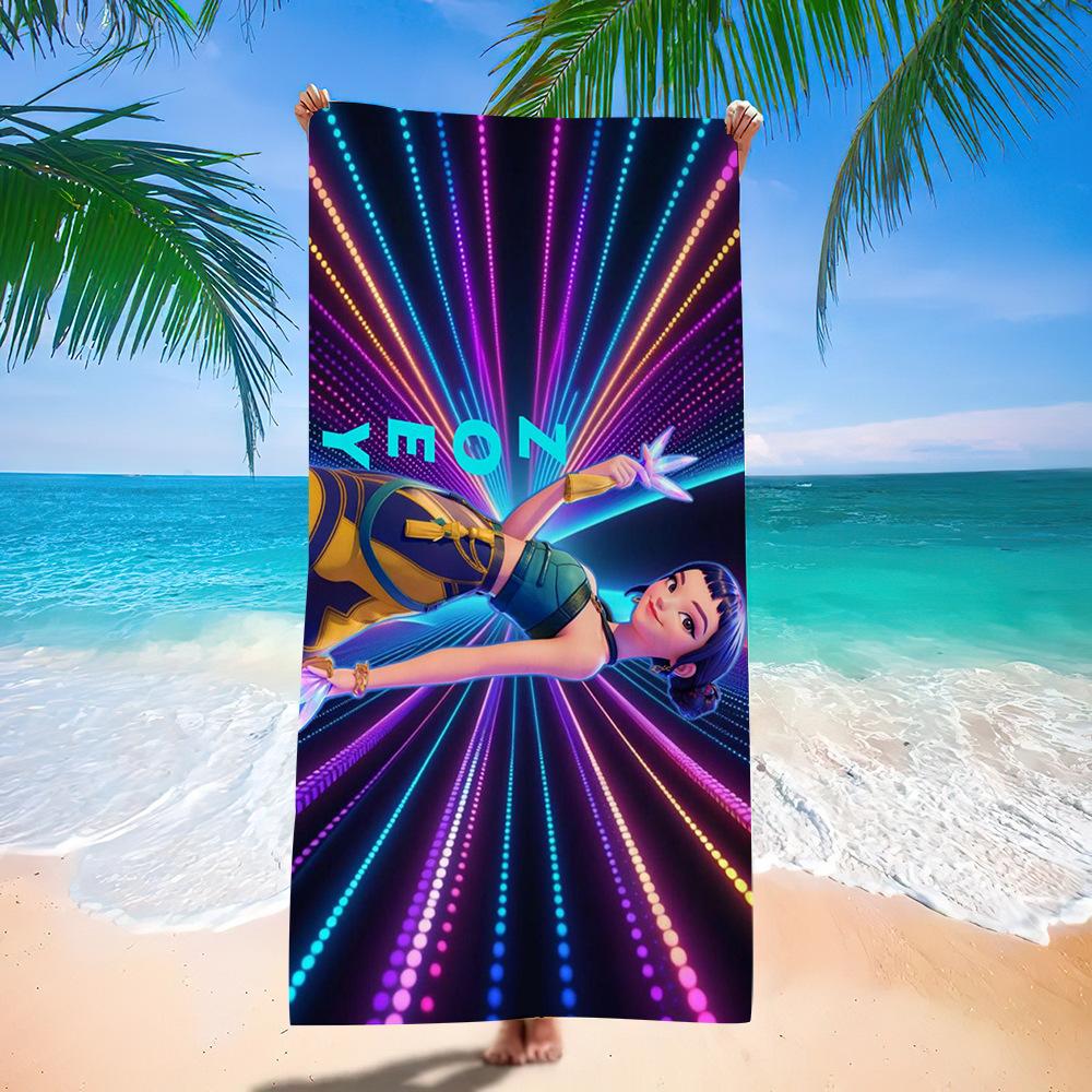 Trend Character Digital Print Double Sided Flannel Microfiber Beach Towel Quick Dry Absorbent Bath Towel